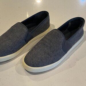 VINCE Grey Wool Slip-ons with Leather Trim, Women's Size 9